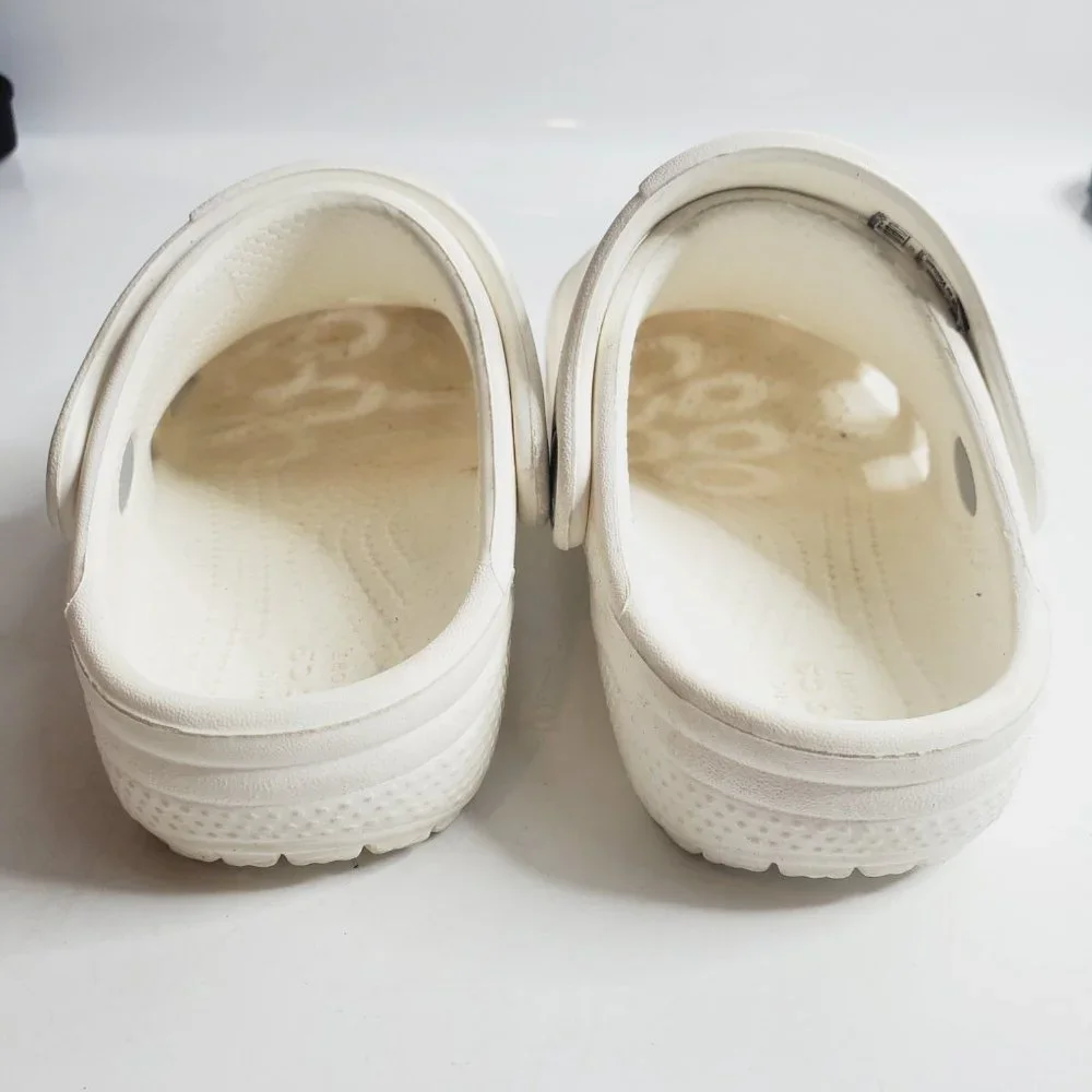 Crocs‎ Boy's White Classic Breathe Adjustable Slip On Casual Clogs Size 8